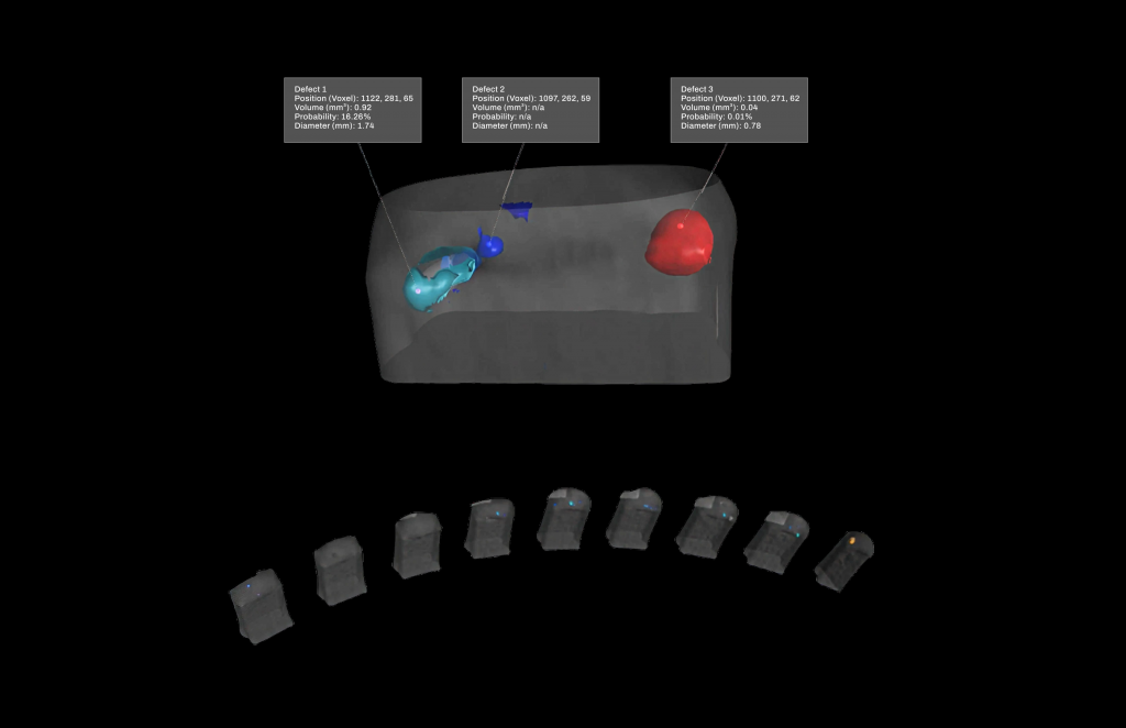 Automated X-ray defect detection in a copper hairpin weld using XVOIDPRO.