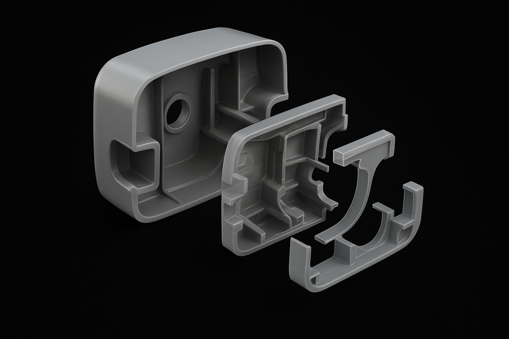 Combined CT cross-section and exploded 3D visualization