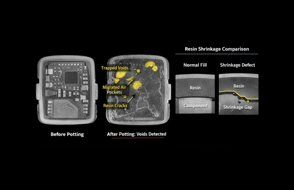 reference CT scan captured before potting establishes the baseline internal condition.