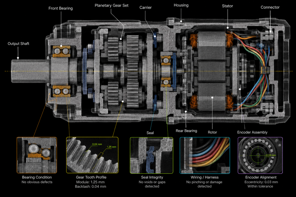 CT cross-sectional view of a sealed robotic