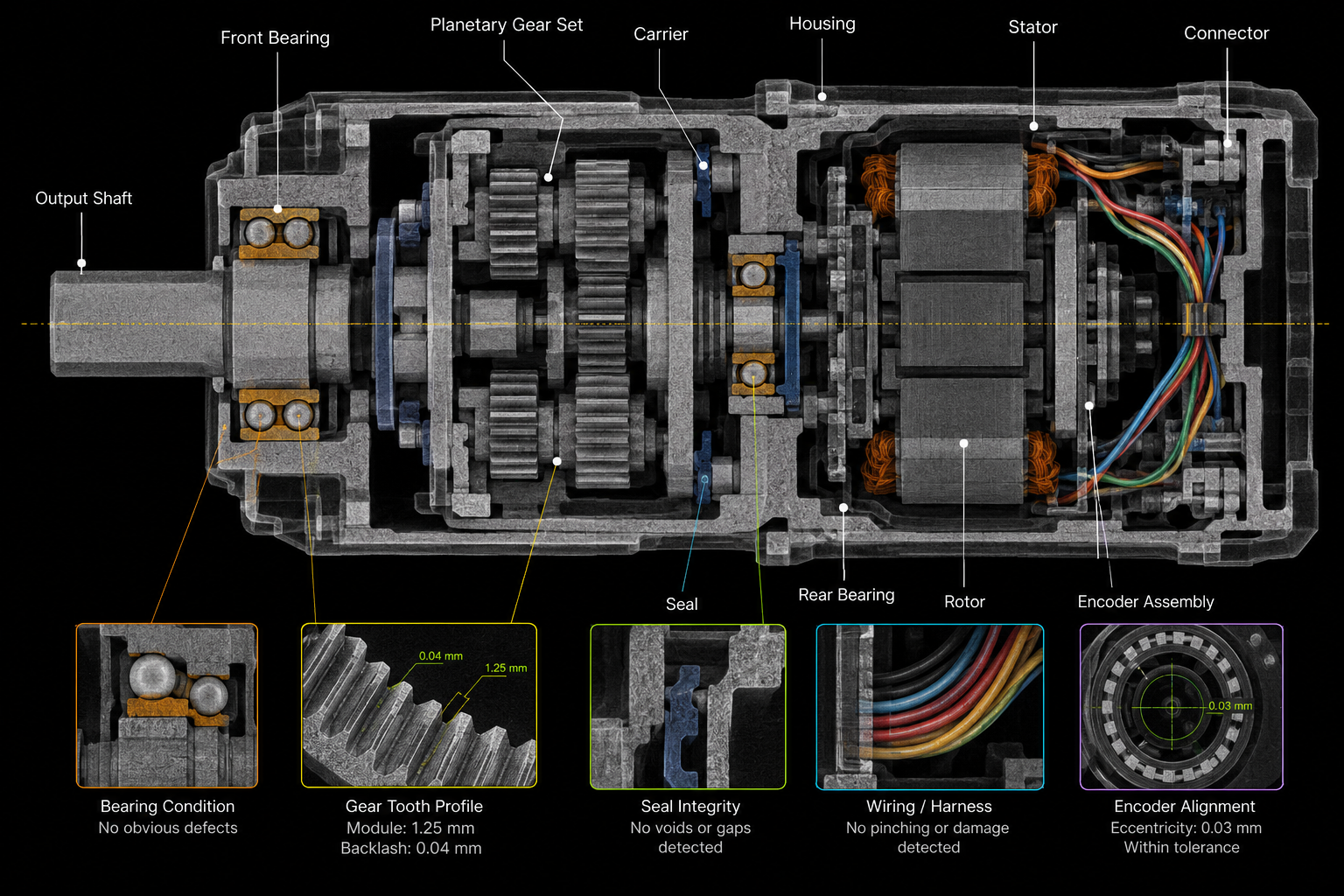 CT cross-sectional view of a sealed robotic