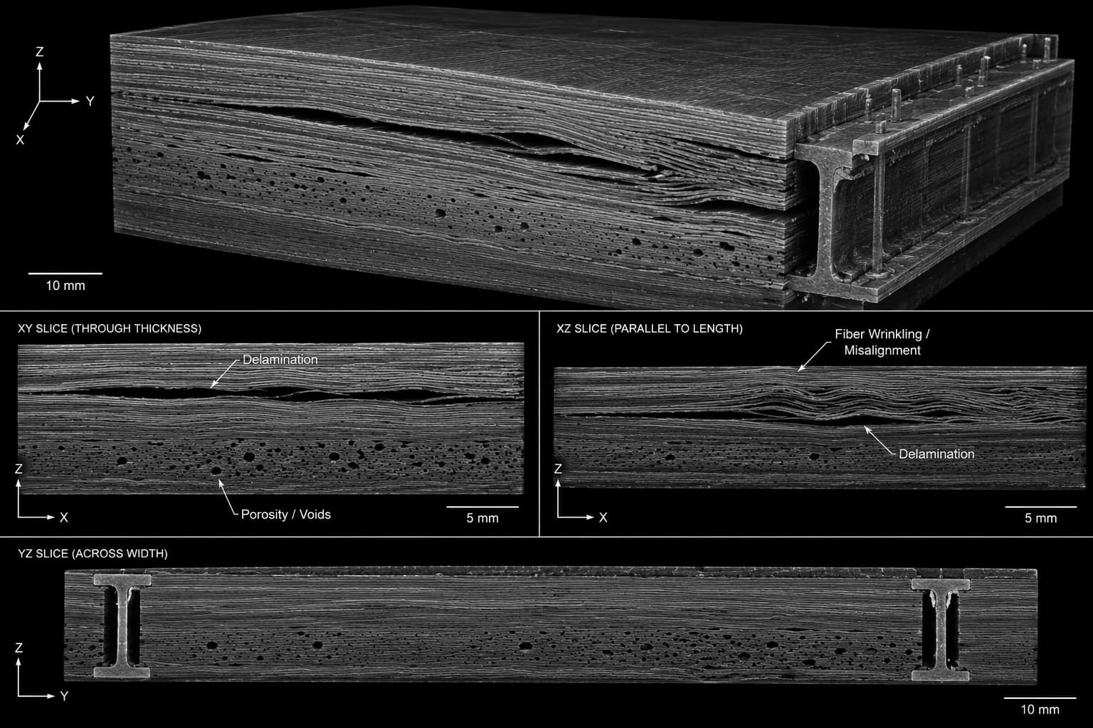 CT reconstruction of a CFRP composite