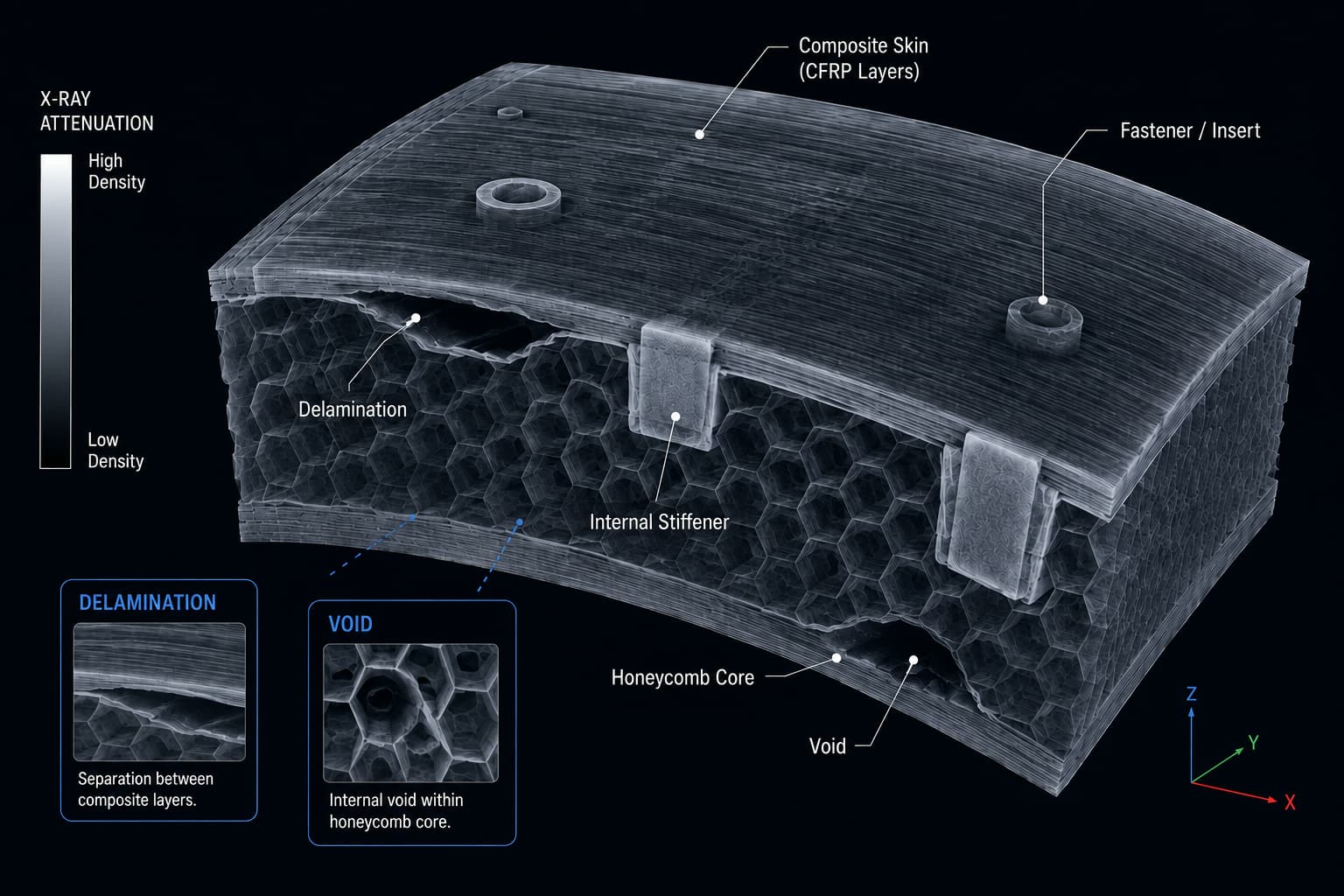 CT reconstruction of a CFRP composite