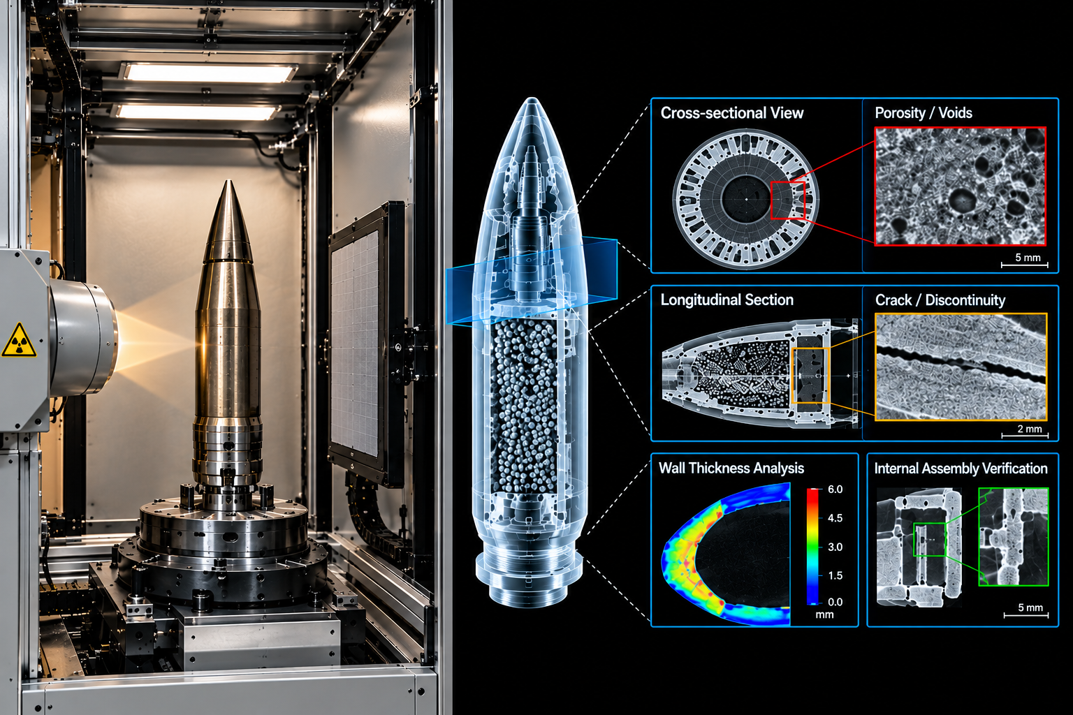 Industrial CT Projectile Inspection Infographic